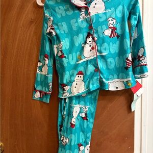 Peanuts Blue Snowman Kids Pajama Set snoopy NWT size 8